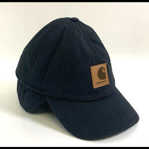 Carhartt A199 BLK Workflex Ear Flap Cap Hat L/XL Trapper Hunting Cold Weather